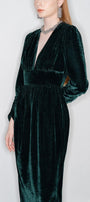 Mia Gathered V-Neck Velvet Maxi Dress - MEAN BLVD