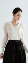 Mia Straight Long Sleeved Chiffon Shirt - MEAN BLVD