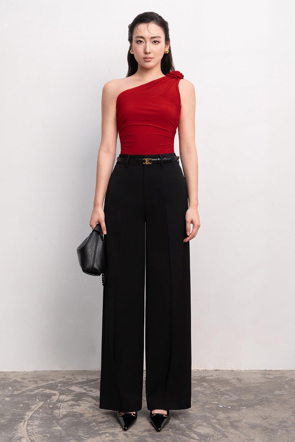 Micah Straight Wide Leg Crepe Ankle Length Pants - MEAN BLVD