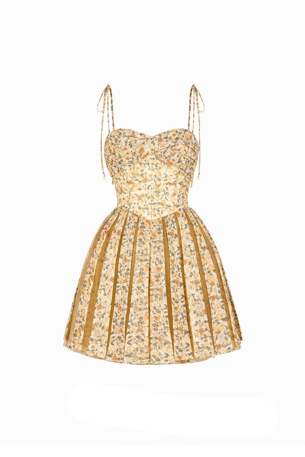 Midnight Kiss Fit and Flare Pleated Mesh Taffeta Mini Dress