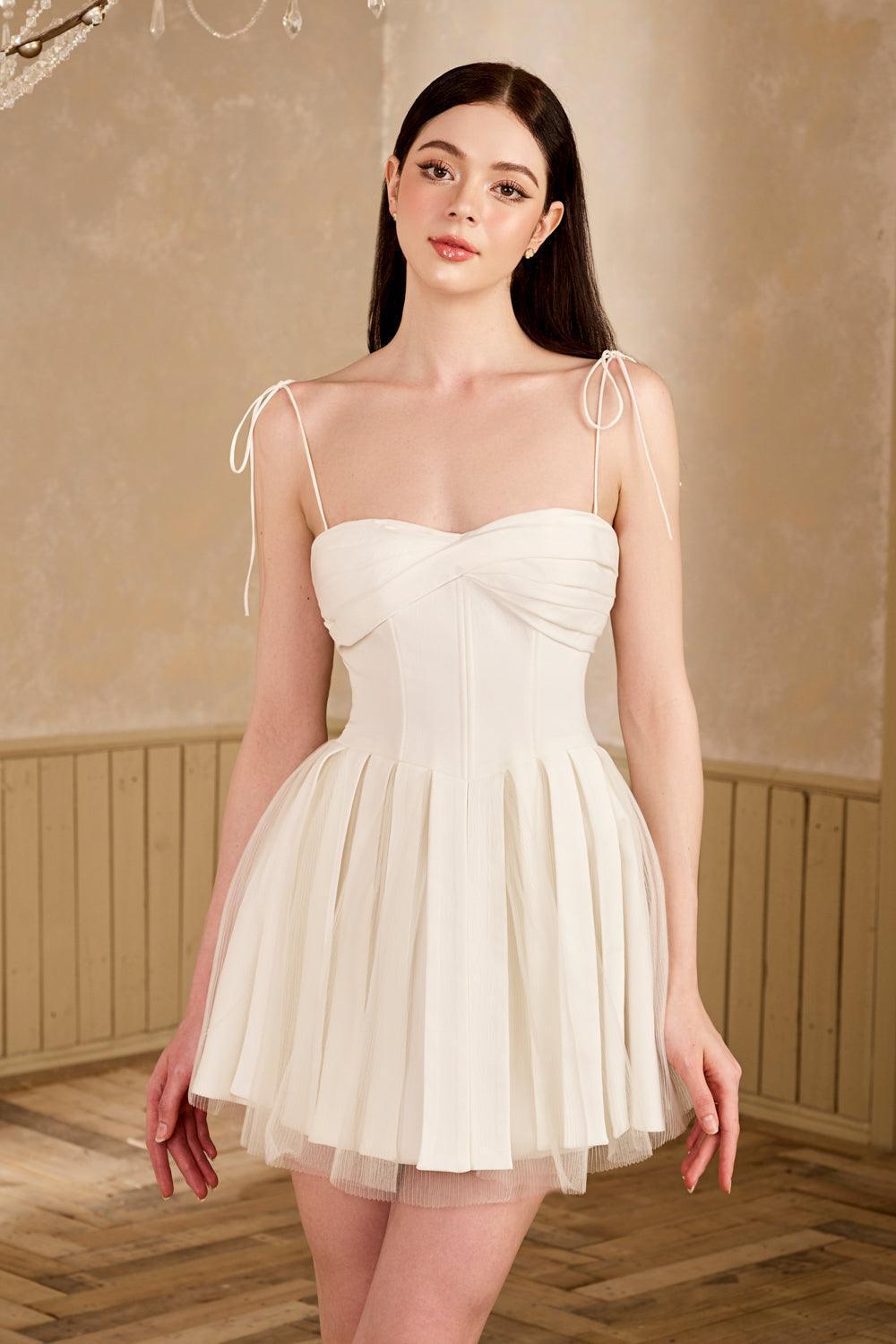 Midnight Fit and Flare Pleated Mesh Taffeta Mini Dress - MEAN BLVD