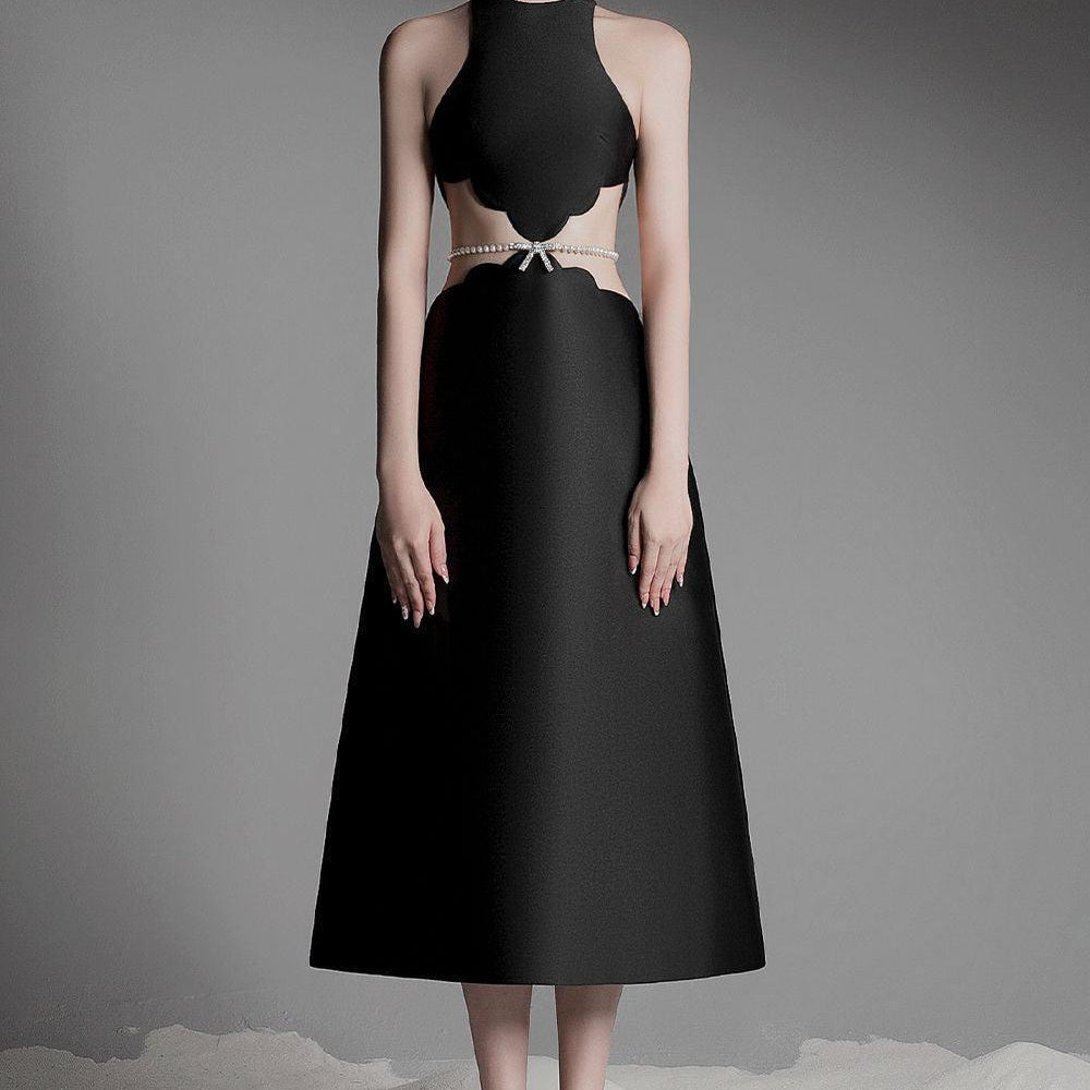 Women's Miera A-line Cut-Out Taffeta Midi Dress XS/S/M/L Black/White MEAN BLVD Women's Miera A-line Cut-Out Taffeta Midi Dress XS/S/M/L Black/White MEAN BLVD