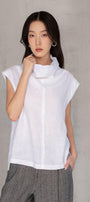 Mika Straight High Neck Linen Top - MEAN BLVD