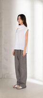 Mika Straight High Neck Linen Top - MEAN BLVD
