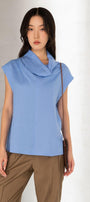 Mika Straight High Neck Linen Top - MEAN BLVD