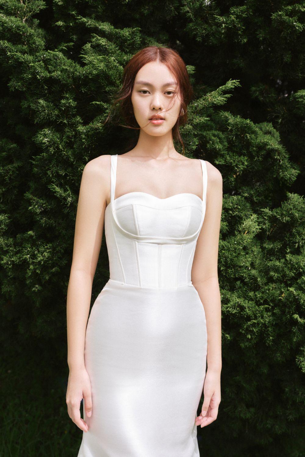 Mikado Ball Gown Semi-Heart Neck Silk Floor Length Dress - MEAN BLVD