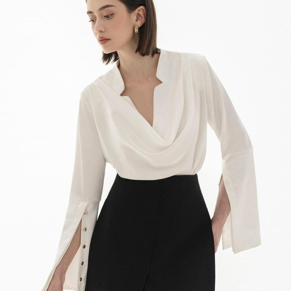 Mila Straight Poet Sleeved Silk Top - MEAN BLVD