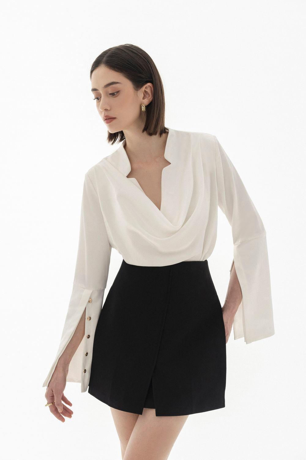 Mila Straight Poet Sleeved Silk Top - MEAN BLVD