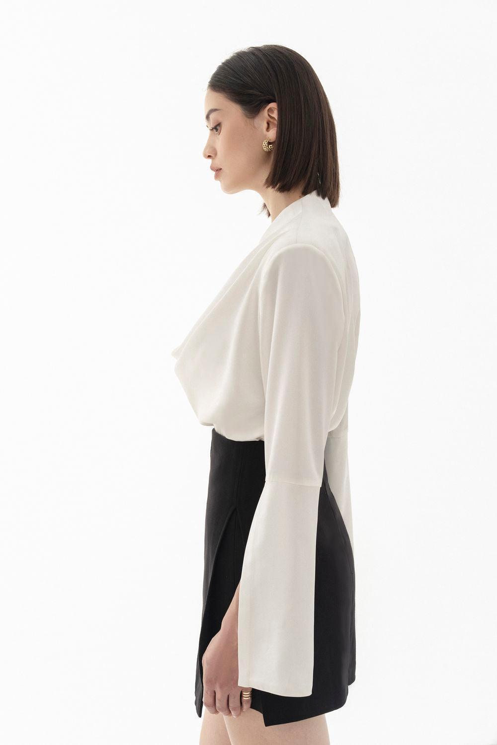 Mila Straight Poet Sleeved Silk Top - MEAN BLVD