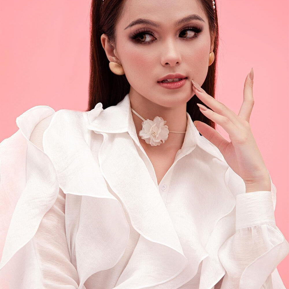Mila Straight Ruffle Trim Silk Shirt - MEAN BLVD