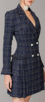 Milana A-line Double Breasted Tweed Above The Knee Dress - MEAN BLVD