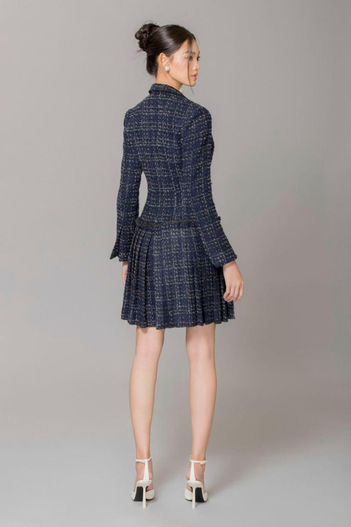 Milana A-line Double Breasted Tweed Above The Knee Dress - MEAN BLVD