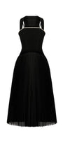 Milcah Pleated Strappy Velvet Midi Dress - MEAN BLVD