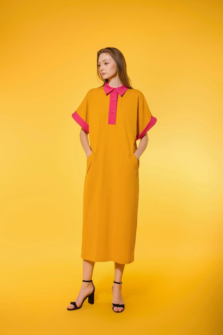 Milexa Straight Wide Sleeved Cotton Midi Dress - MEAN BLVD