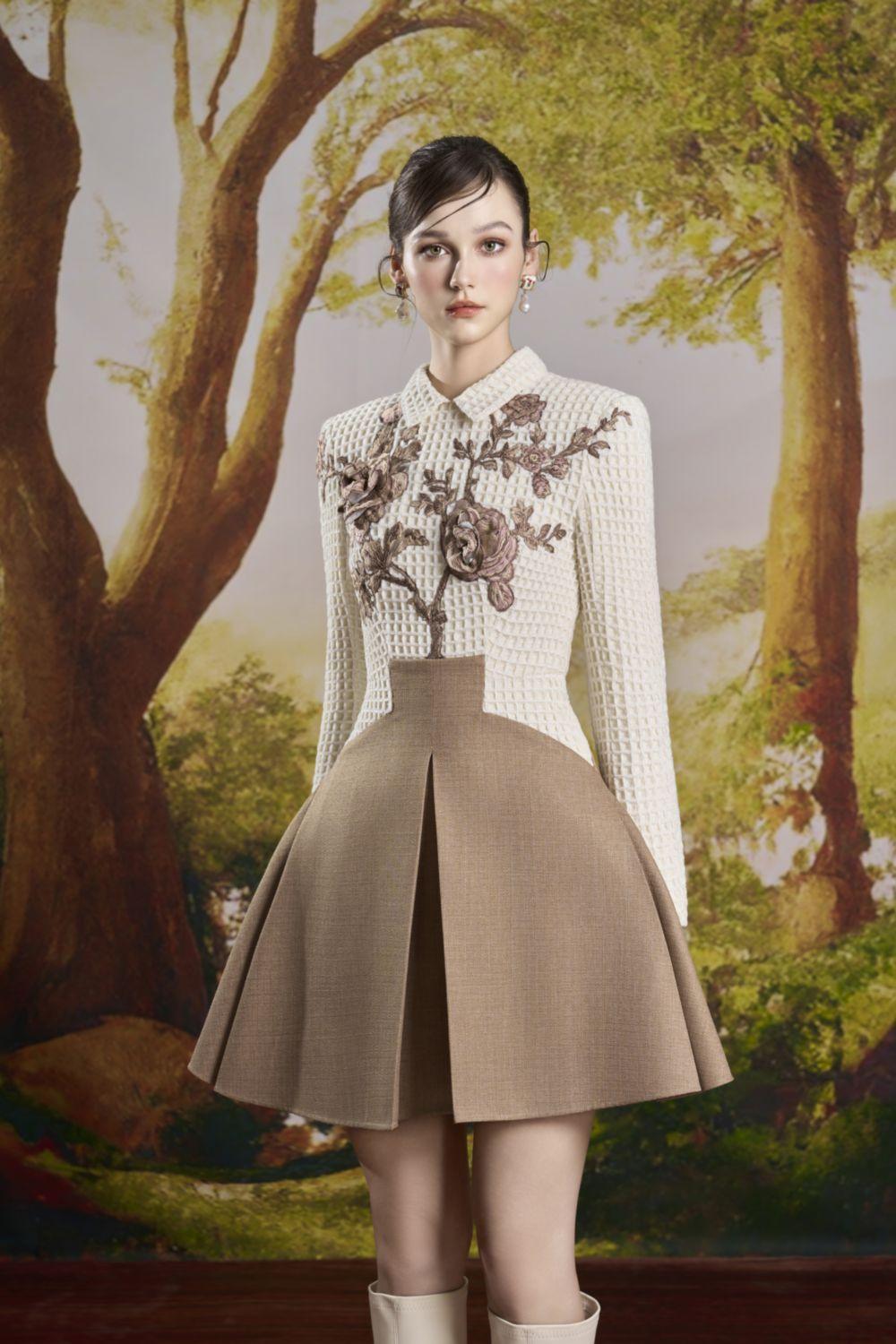 Millie Fit and Flare Long Sleeved Tweed Mini Dress - MEAN BLVD