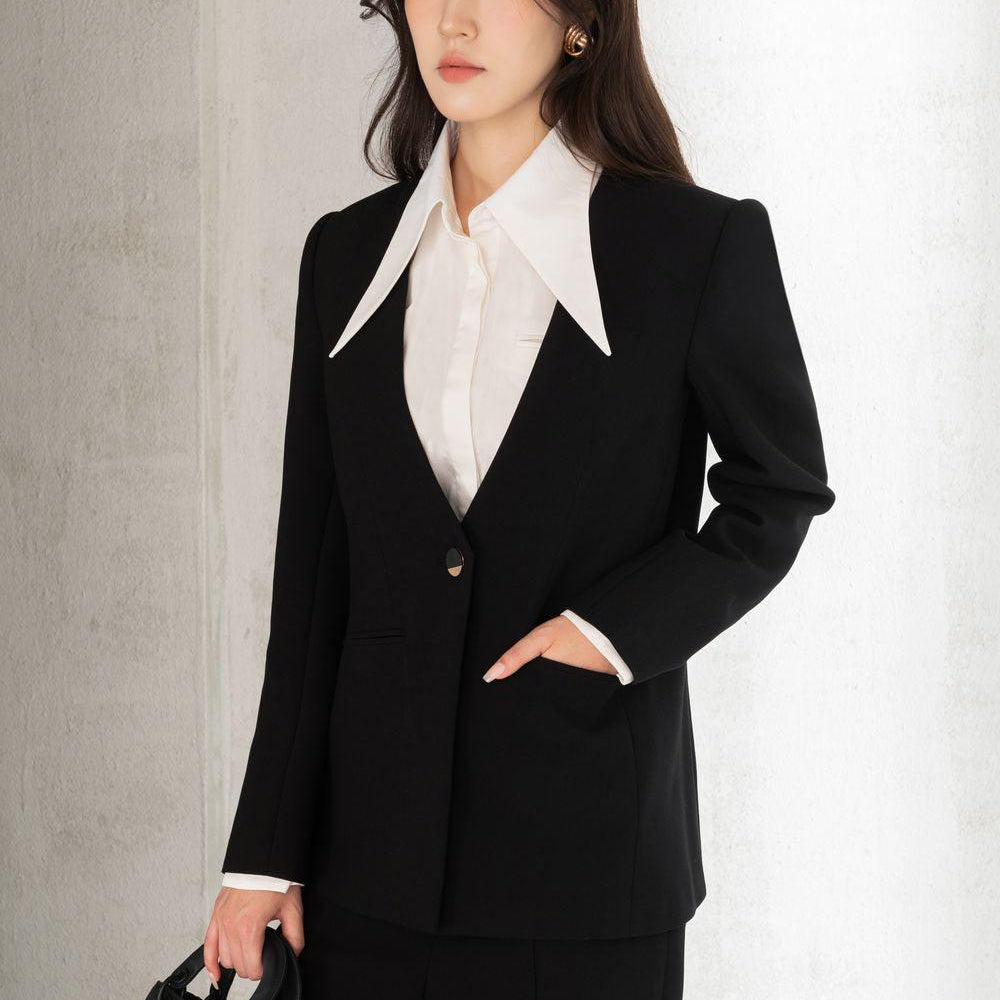 Millie Straight Long Sleeved Twill Blazer - MEAN BLVD