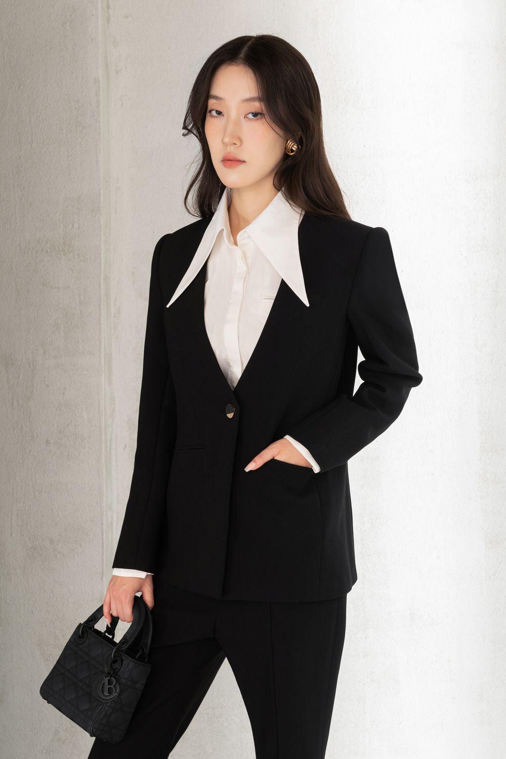 Millie Straight Long Sleeved Twill Blazer - MEAN BLVD