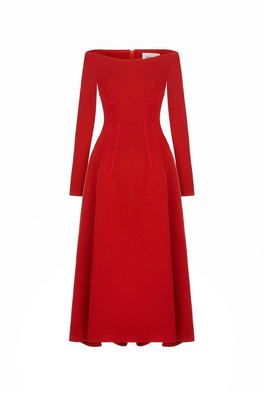 Mimosa A-line Off-Shoulder Cotton Blend High-low Dress - MEAN BLVD