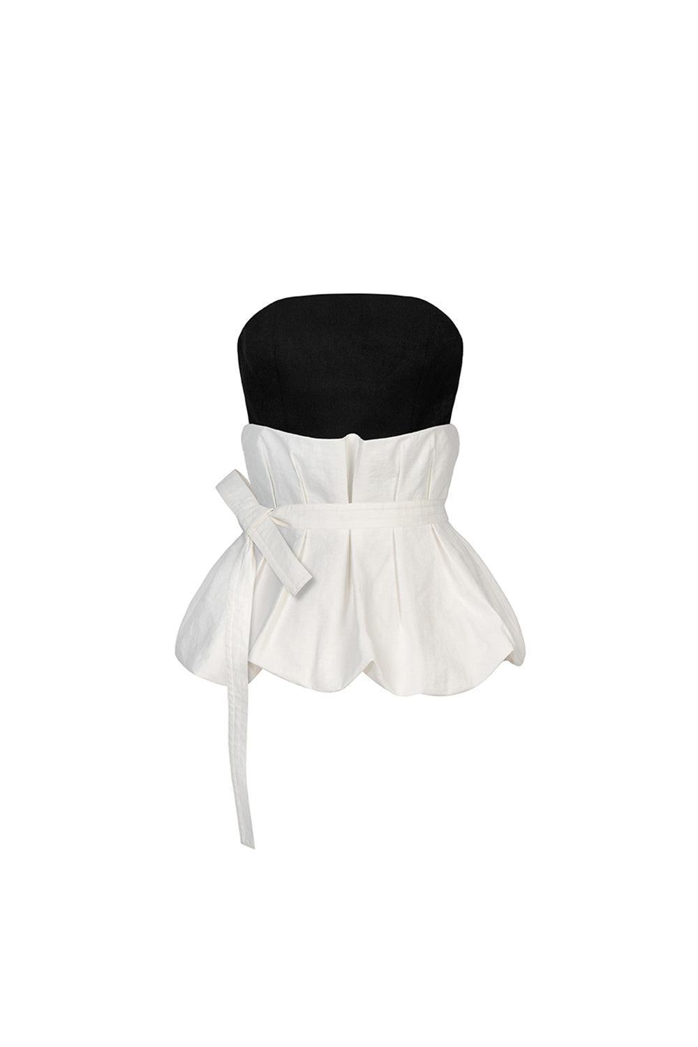 Minh Peplum Straight Across Neck Velvet Linen Top - MEAN BLVD