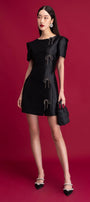 Minnie A-line Boat Neck Taffeta Mini Dress - MEAN BLVD