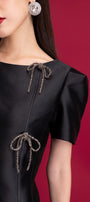 Minnie A-line Boat Neck Taffeta Mini Dress - MEAN BLVD