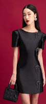 Minnie A-line Boat Neck Taffeta Mini Dress - MEAN BLVD