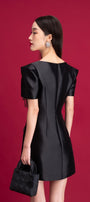 Minnie A-line Boat Neck Taffeta Mini Dress - MEAN BLVD