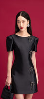 Minnie A-line Boat Neck Taffeta Mini Dress - MEAN BLVD