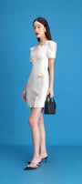 Minnie A-line Boat Neck Taffeta Mini Dress - MEAN BLVD