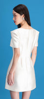 Minnie A-line Boat Neck Taffeta Mini Dress - MEAN BLVD