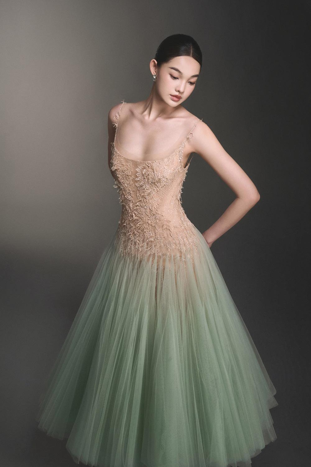 Mint Ombre Lace Midi Dress - MEAN BLVD