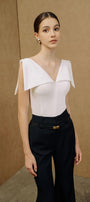 Mira Bodycon Sailor Collar Neck Cotton Top - MEAN BLVD