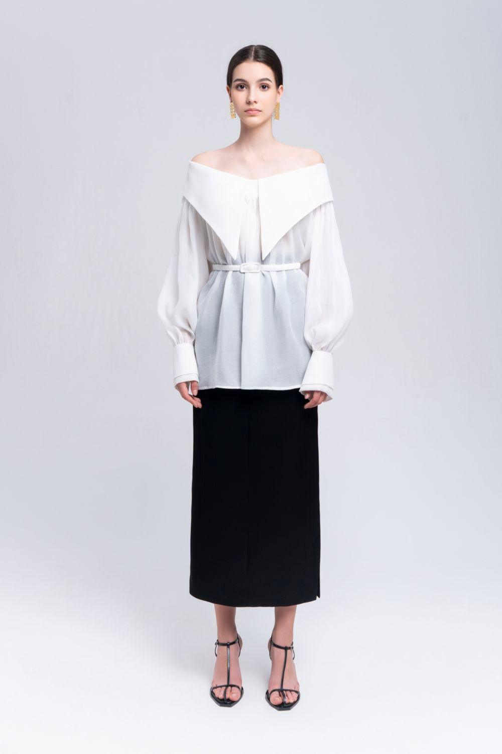 Mira Slit High Waist Cotton Calf Length Skirt - MEAN BLVD