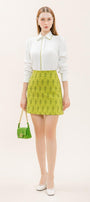 Mirabelle A-line High Waist Brocade Mini Skirt - MEAN BLVD