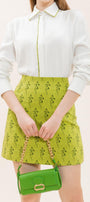 Mirabelle A-line High Waist Brocade Mini Skirt - MEAN BLVD