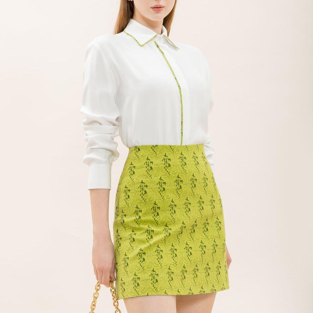 Mirabelle A-line High Waist Brocade Mini Skirt - MEAN BLVD