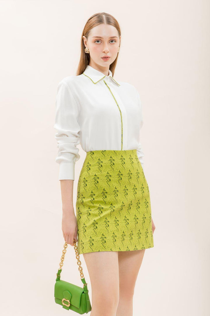 Mirabelle A-line High Waist Brocade Mini Skirt - MEAN BLVD