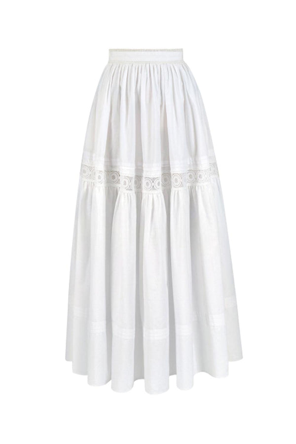 Miranda Gathered High Waist Cotton Ankle Length Skirt - MEAN BLVD