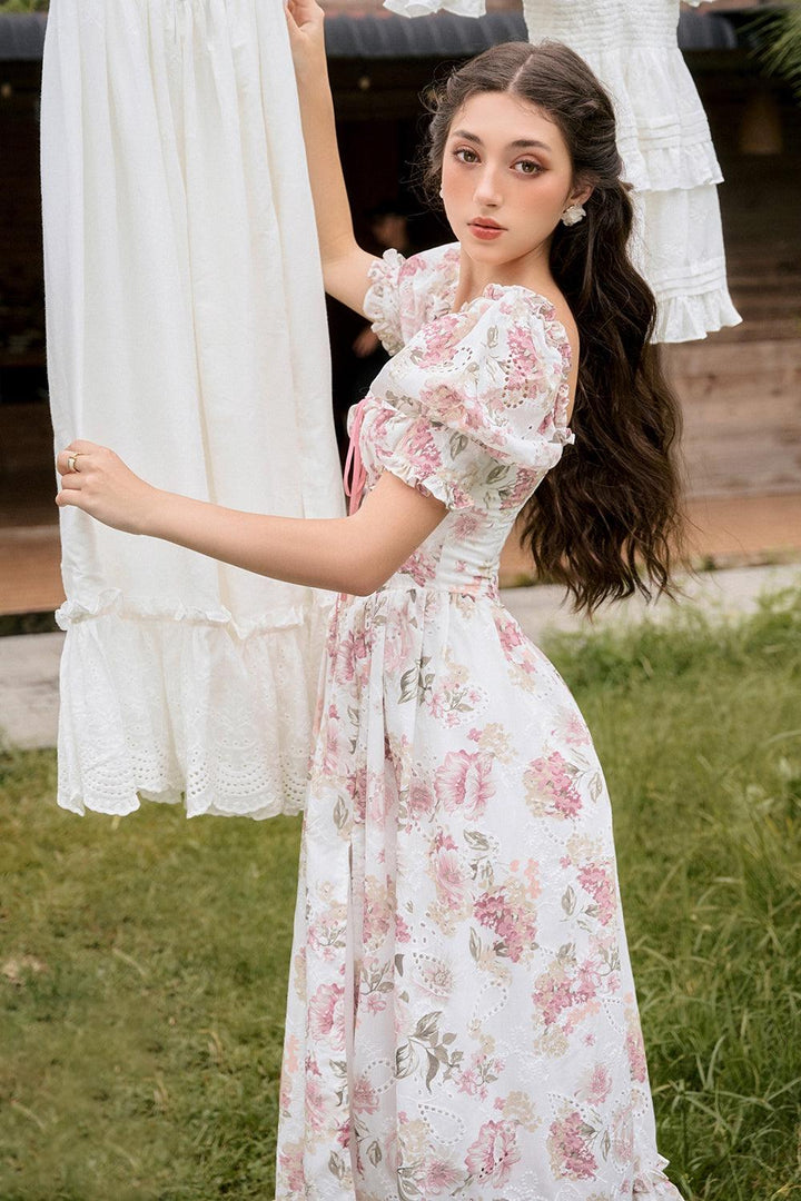 Miranda Slit Bow Tie Cotton Silk Maxi Dress - MEAN BLVD
