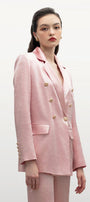 Mireille Straight V-Neck Wrinkled Silk Blazer - MEAN BLVD