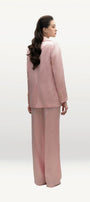 Mireille Straight V-Neck Wrinkled Silk Blazer - MEAN BLVD