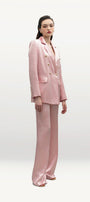 Mireille Straight V-Neck Wrinkled Silk Blazer - MEAN BLVD