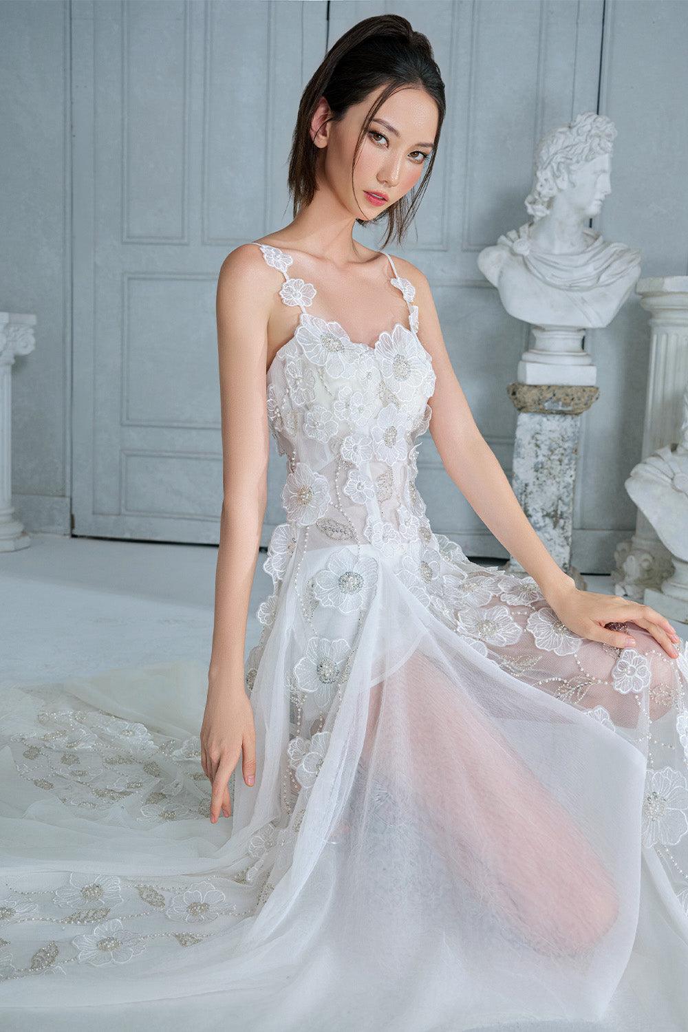 Women's Mirina Mermaid See-Through Mesh Lace Floor Length Dress S/M/L White MEAN BLVD White / M Women's Mirina Mermaid See-Through Mesh Lace Floor Length Dress S/M/L White MEAN BLVD White / M