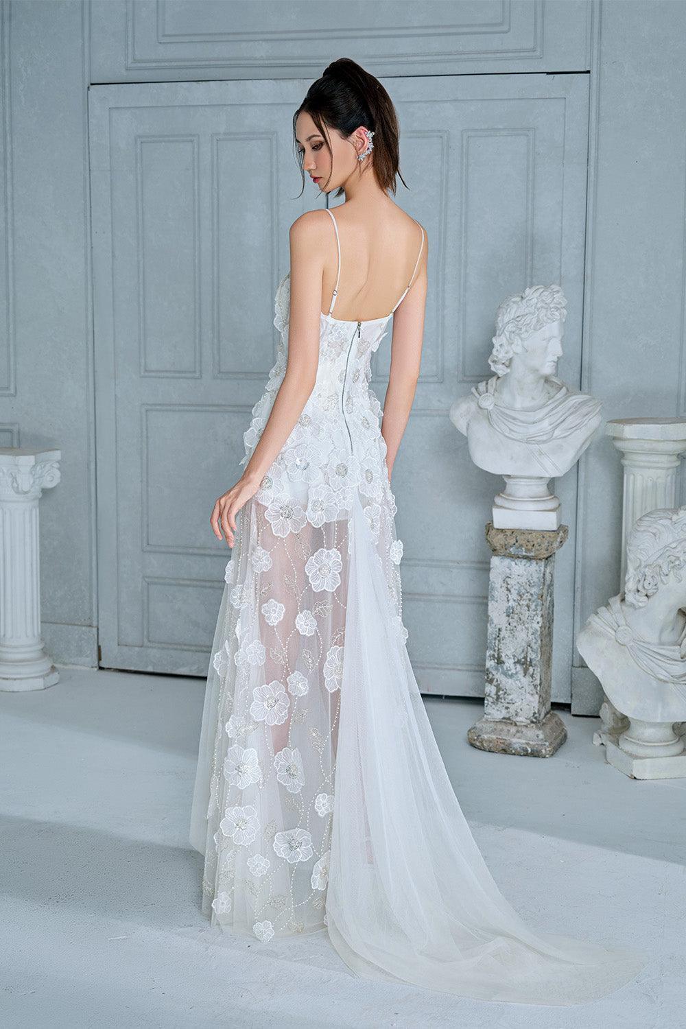 Women's Mirina Mermaid See-Through Mesh Lace Floor Length Dress S/M/L White MEAN BLVD White / M Women's Mirina Mermaid See-Through Mesh Lace Floor Length Dress S/M/L White MEAN BLVD White / M