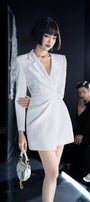 Mogra Wrap Notch Lapel Polycotton Mini Dress - MEAN BLVD