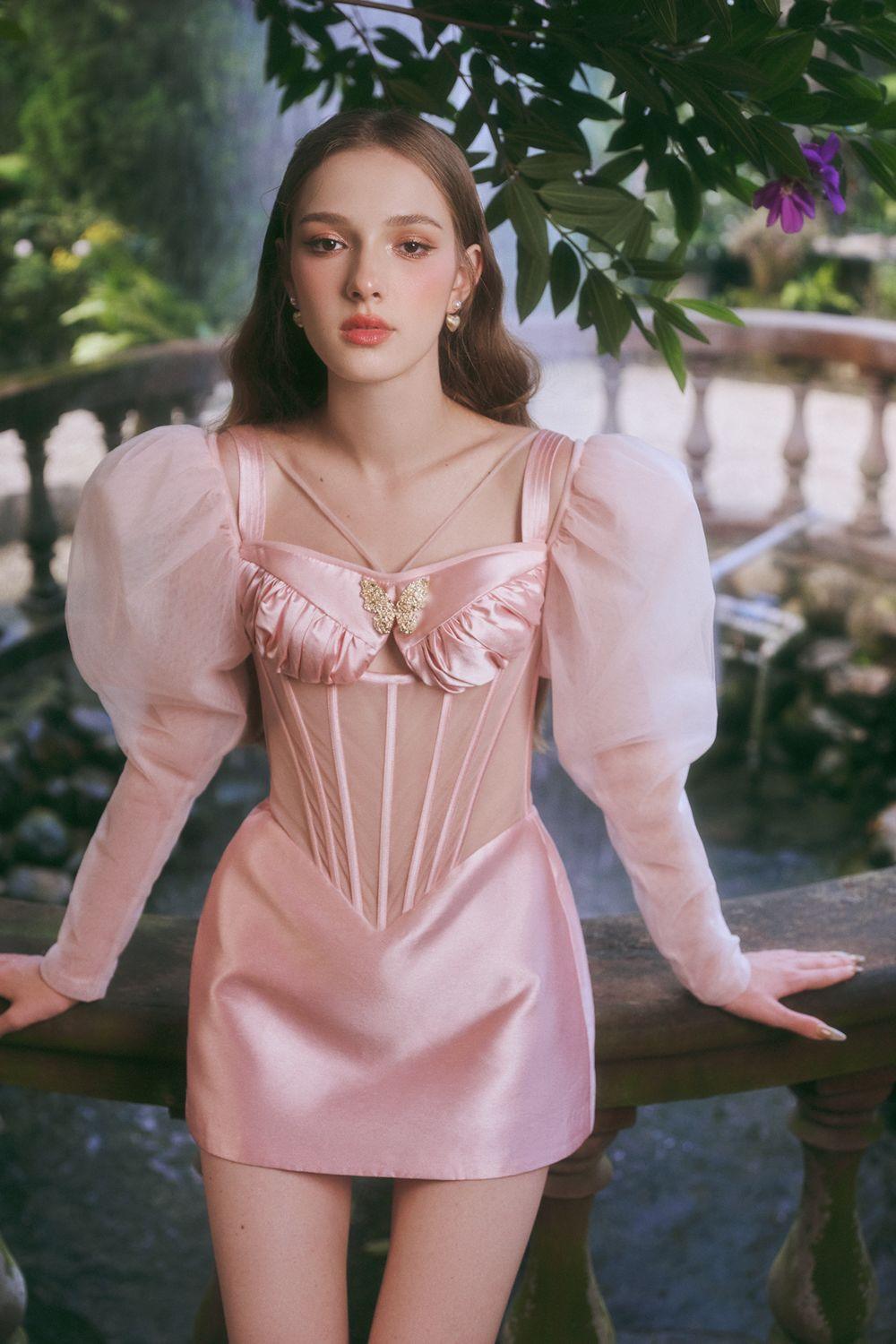 Molly A-line Leg Of Mutton Sleeved Mesh Taffeta Mini Dress - MEAN BLVD