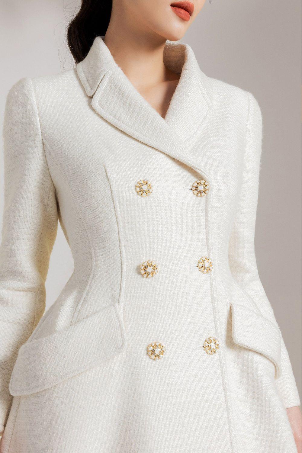 Women's Mona Louise A-line Double Breasted Tweed Trench Coat S/M/L/XL ...