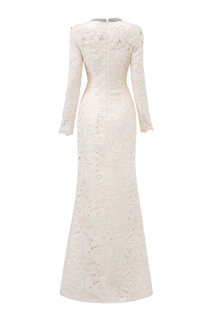 Monroe A-line Round Neck Silk Lace Floor Length Dress - MEAN BLVD