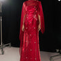 Morales A-line Cape Shoulder Taffeta Silk Floor Length Set - MEAN BLVD