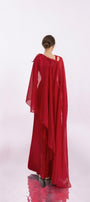 Morales A-line Cape Shoulder Taffeta Silk Floor Length Set - MEAN BLVD